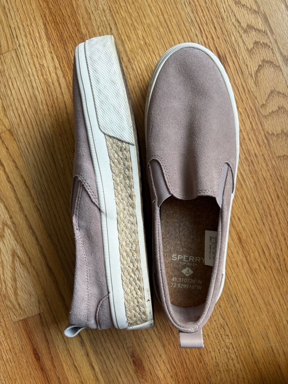 Sperry size 9 mauve Suede-Look Slip-On Espadrilles